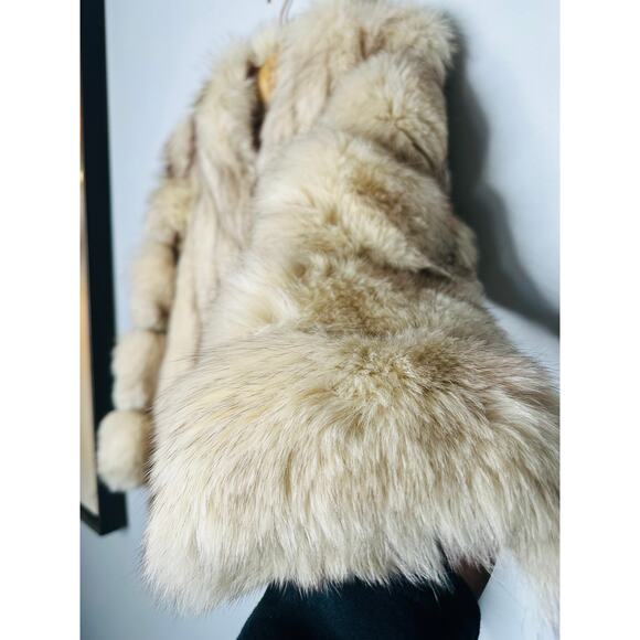 Vintage MINK White Fur Long Sleeve Front Pockets Coat Size Medium - Picture 5 of 8